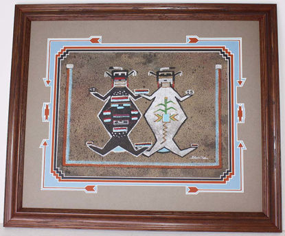 Picture of Navajo Sand Painting  "Mother Earth Father Sky" by Navajo artist Bilson Kee